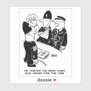 Police Constable Wrist Injury Cartoon. Sticker