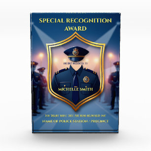 Police Corporate year end achievement blue gold Acrylic Award