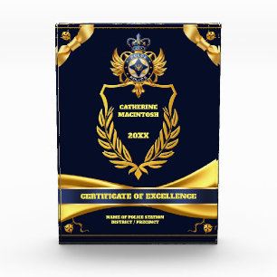 Police Corporate year end achievement blue gold Acrylic Award
