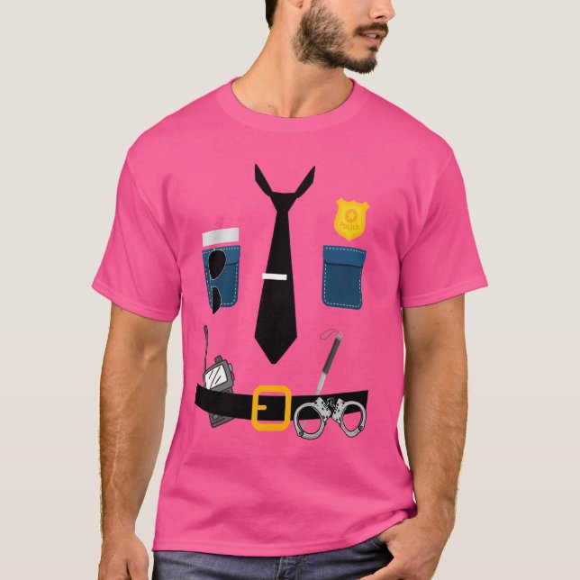 Police Costume Cop Uniform Officer Funny Halloween T-Shirt (Front)