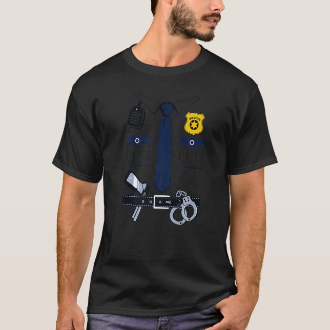 Police Costume For Kids & Adults Halloween Police  T-Shirt (Front)