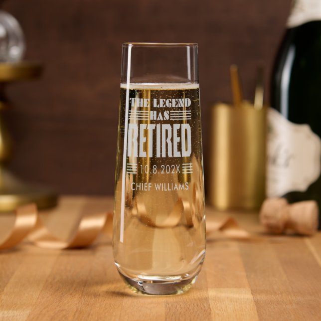 Police Coworker Retirement Party Keepsake Stemless Champagne Flute (Party)