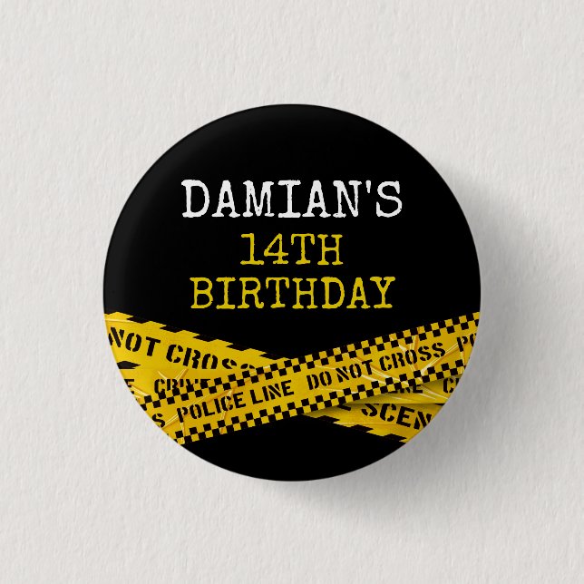 Police Crime Investigation Birthday  Button (Front)