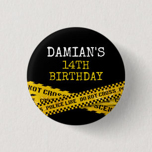 Police Crime Investigation Birthday Button