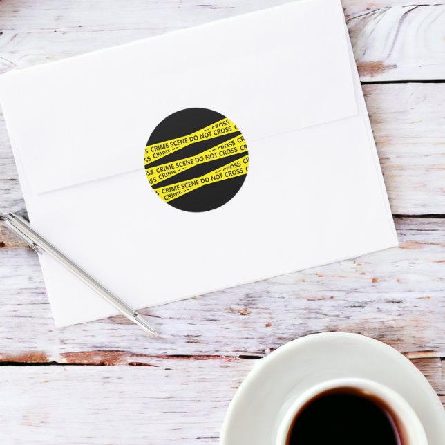Police Crime Scene Tape  Classic Round Sticker (Police Crime Scene Tape stickers from Ricaso)