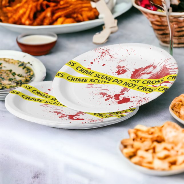 Police Crime Scene Tape  Paper Plates (Police Crime Scene Tape paper plates with blood splatters from Ricaso)
