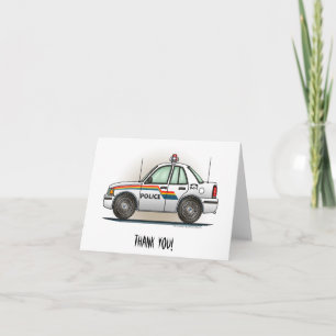 Police Cruiser Car Cop Car Letterpress Thank You Card