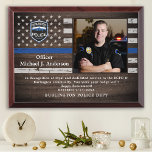 Police Custom Law Enforcement Officer Retirement Award Plaque<br><div class="desc">Celebrate and show your appreciation to an outstanding Police Officer with this Police Retirement Award - Personalize this police retirement award with photo, officers name, text with law enforcement department name and community, and date of retirement. COPYRIGHT © 2020 Judy Burrows, Black Dog Art - All Rights Reserved. Police Custom...</div>