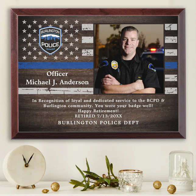 Police Custom Law Enforcement Officer Retirement Award Plaque | Zazzle