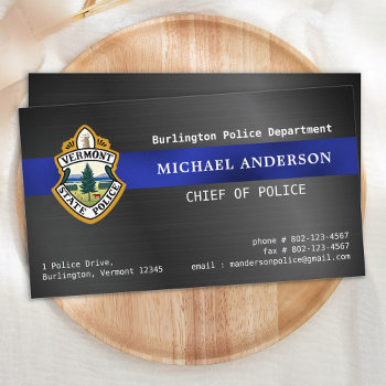 Police Custom Logo Metallic Law Enforcement Business Card by BlackDogArtJudy at Zazzle
