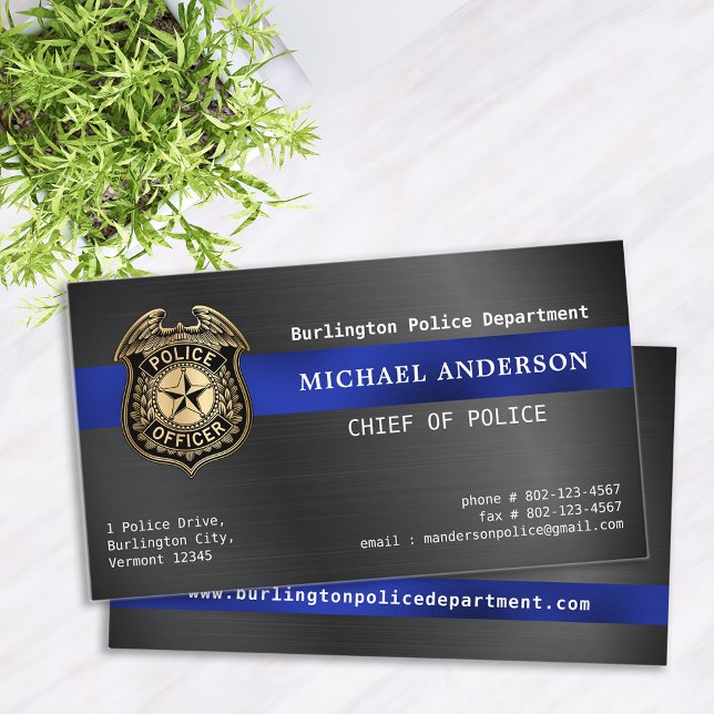 Police Custom Logo Metallic QRCode Law Enforcement Business Card (Creator Uploaded)