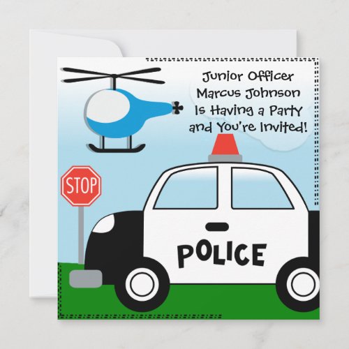 Police Customized Birthday Invitation