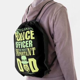 Police Dad Law Enforcement Father's Day Drawstring Bag