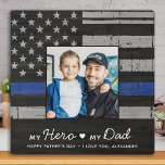 Police Dad Thin Blue Line Custom Photo Fathers Day Plaque<br><div class="desc">"My Hero ❤️ My Dad"! Surprise your favorite police officer and dad with this super sweet personalized police dad photo plaque this fathers day. Personalize with your favorite photo, message and name. Visit our collection for the best police dad fathers day gifts and police fathers day gifts from kids ....</div>