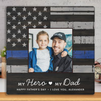 Police Dad Thin Blue Line Custom Photo Fathers Day