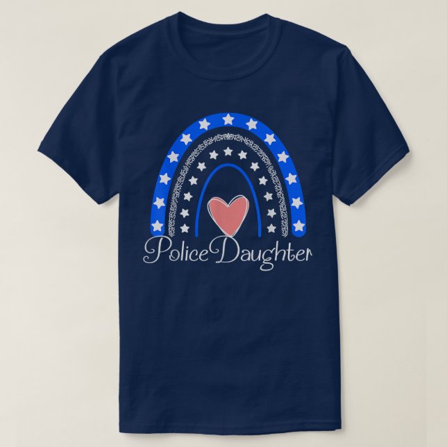Police Daughter Boho Rainbow Funny Police Officer  T-Shirt (Design Front)