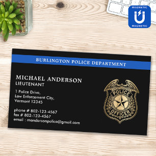Police Department Custom Logo Blue Law Enforcement Business Card Magnet