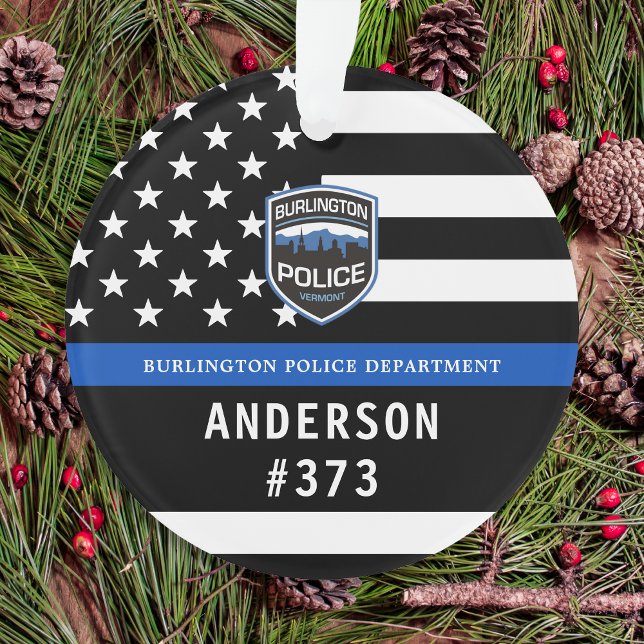 Police Department Custom Logo Blue Law Enforcement Ornament (Creator Uploaded)