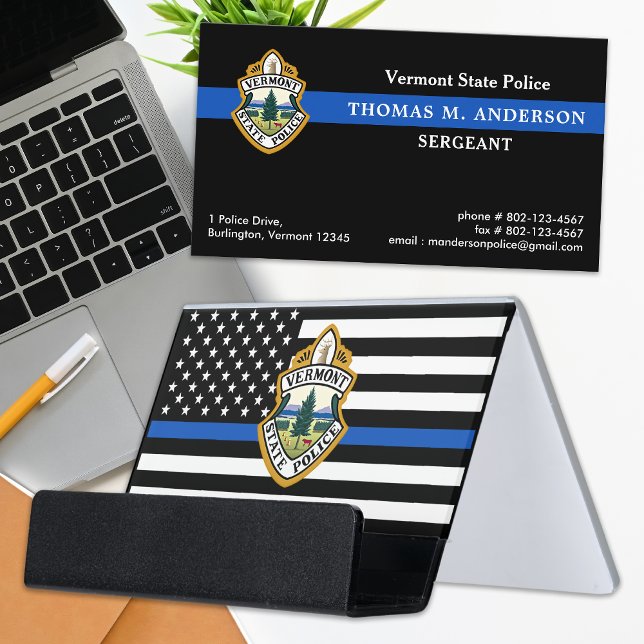 Police Department Custom Logo Law Enforcement  Desk Business Card Holder (Creator Uploaded)
