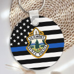 Police Department Custom Logo Law Enforcement  Keychain<br><div class="desc">Thin Blue Line Police Department Keychain - American flag in Police Flag colors, modern black and blue design . Customize with your department logo, and personalize with police officers name. This personalized law enforcement keychain is perfect for police departments and law enforcement officers, promotional ideas, or gifts to your police...</div>