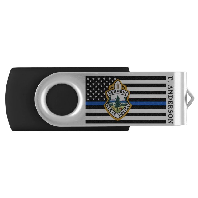 Police Department Flag Custom Logo Law Enforcement Flash Drive (Front)