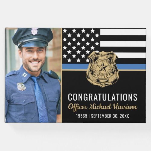 Police Department Graduation Blue Line Photo Guest Book