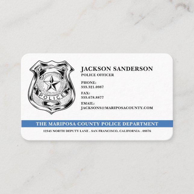 Police Department Law Enforcement Officer Logo Business Card (Front)