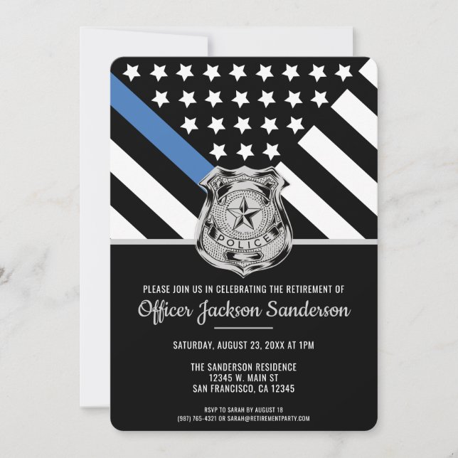 Police Department Law Enforcement Retirement Party Invitation (Front)