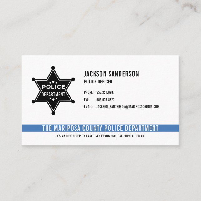 Police Department Law Enforcement Sheriff Badge Business Card (Front)