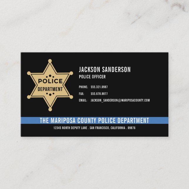 Police Department Law Enforcement Sheriff Badge Business Card (Front)