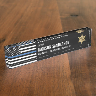 Police Department Law Enforcement Sheriff Badge Desk Name Plate