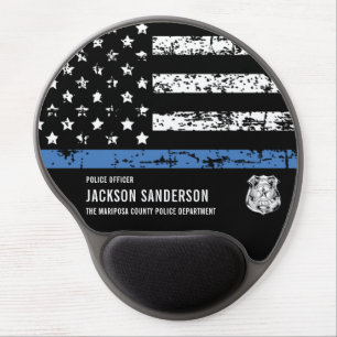 Police Department Law Enforcement Thin Blue Line Gel Mouse Pad
