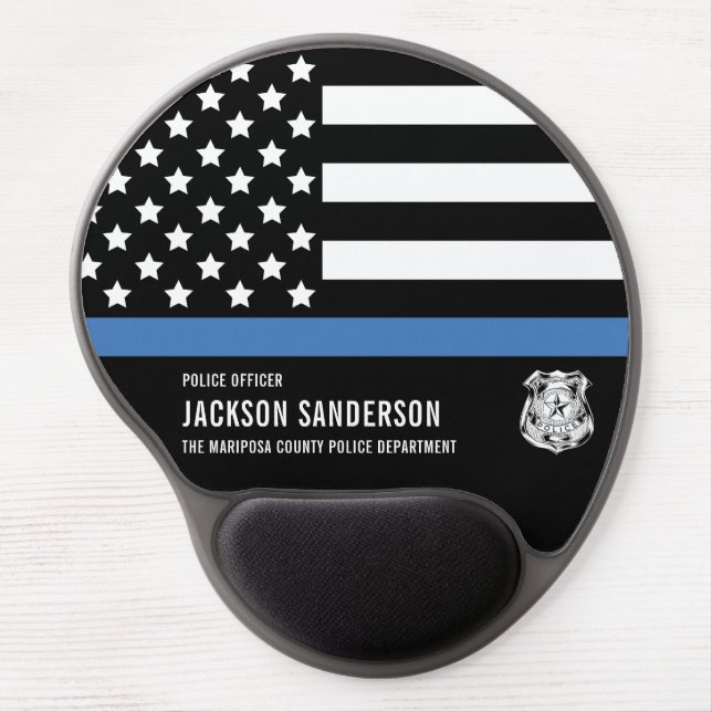 Police Department Law Enforcement Thin Blue Line Gel Mouse Pad (Front)