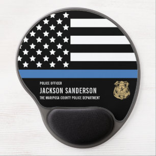 Police Department Law Enforcement Thin Blue Line Gel Mouse Pad