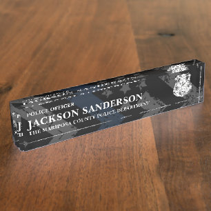 Police Department Logo Law Enforcement Blue Line Desk Name Plate