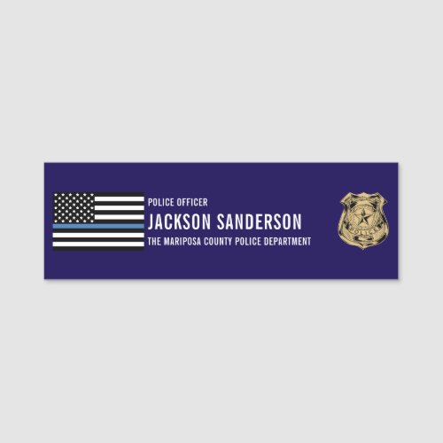 Police Department Officer Blue Line Employee Name Tag