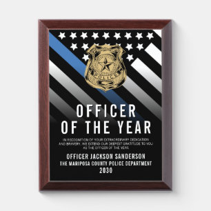 Police Department Officer of the Year Logo Award Plaque