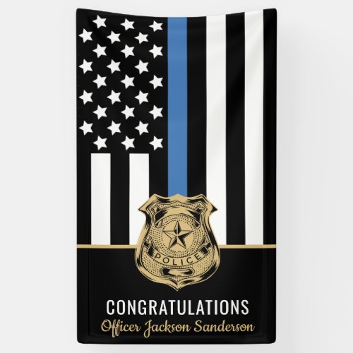 Police Department Officer Retirement Blue Line Banner