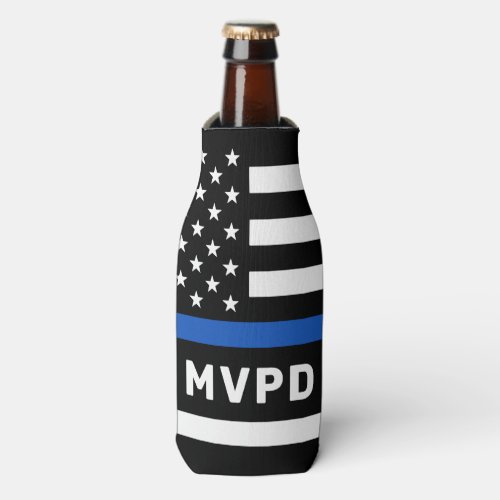Police Department Personalized Thin Blue Line Bottle Cooler