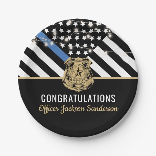 Police Department Retirement Thin Blue Line Paper Plates
