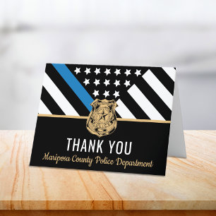 Police Department Thin Blue Line Law Enforcement Letterpress Thank You Card