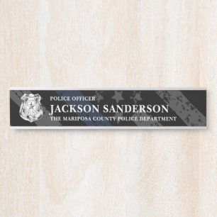 Police Department Thin Blue Line Logo Employee Door Sign