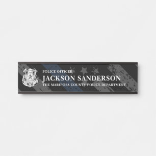 Police Department Thin Blue Line Logo Officer Door Sign