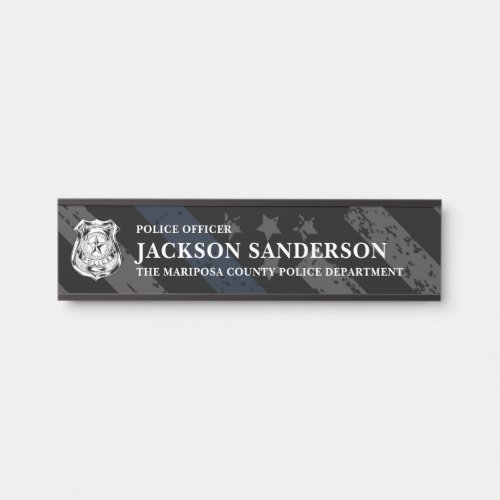 Police Department Thin Blue Line Logo Officer Door Sign