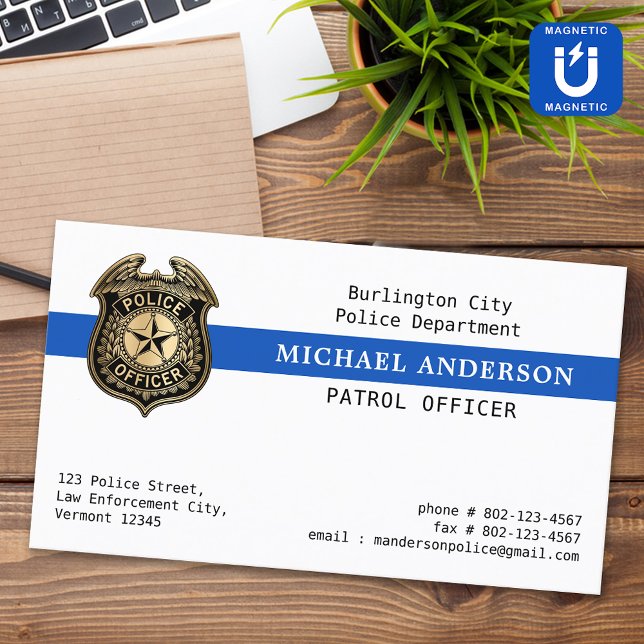 Police Deptartment Custom Law Enforcement Badge Business Card Magnet (Creator Uploaded)