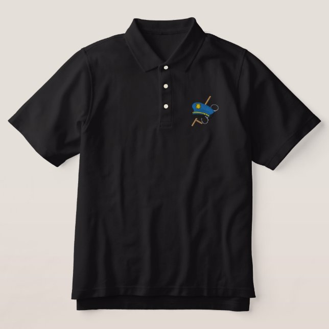 Police Design Embroidered Polo Shirt (Design Front)