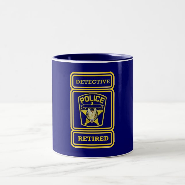 Police Detective Retired Badge Two-Tone Coffee Mug (Center)