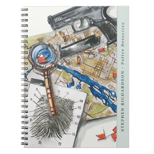 Police Detective Watercolor Monogram Notebook