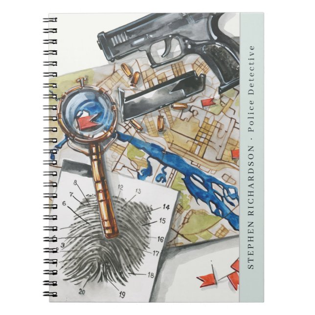 Police Detective Watercolor Monogram Notebook (Front)