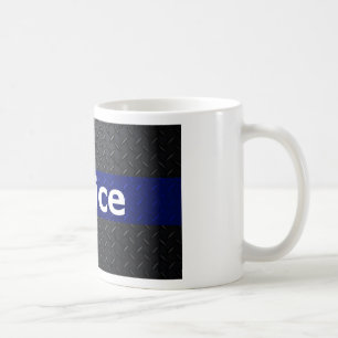 Police Diamond Plate Thin Blue Line Coffee Mug